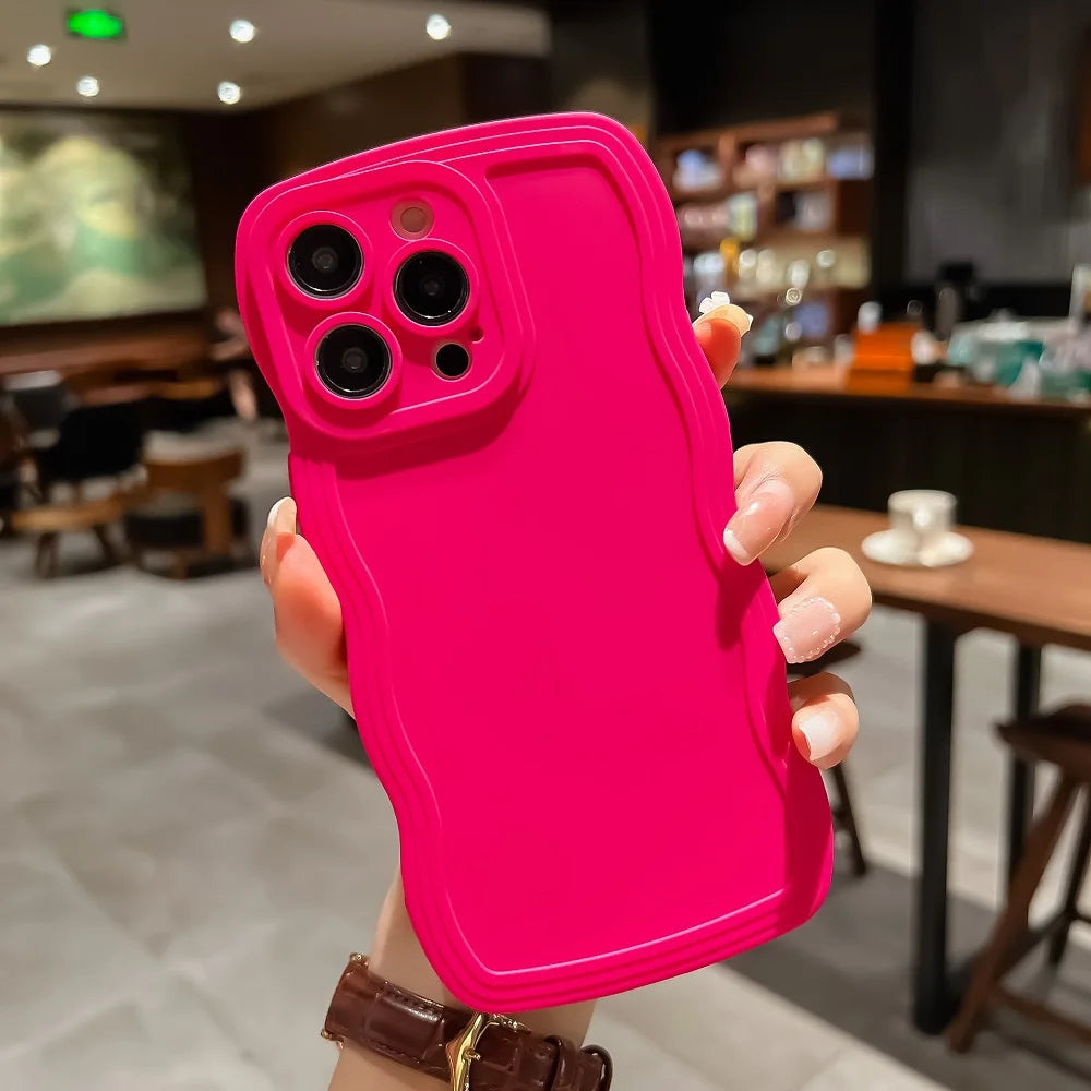 Fashion Cute Solid Curly Wave Phone Case