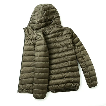 Lightweight Down Cotton Coat Men's Winter Cropped Jacket Stand Collar Hooded Outerwear