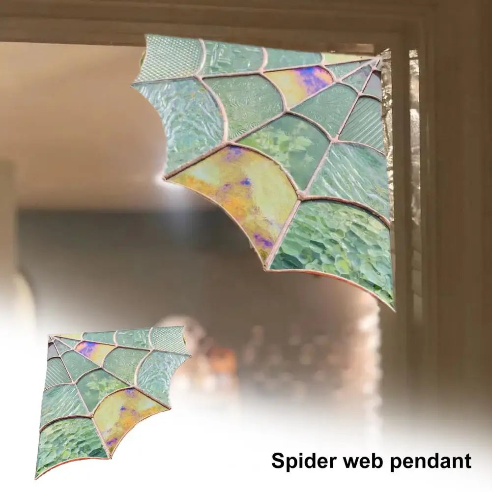 Spider Web Window Corner Decoration Home Living Room Indoor Stained Glass Acrylic Web Window Hanging Ornament Christmas Gift