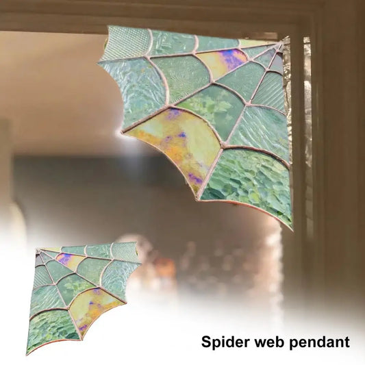 Spider Web Window Corner Decoration Home Living Room Indoor Stained Glass Acrylic Web Window Hanging Ornament Christmas Gift