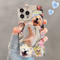 Cute Cat Wave Makeup Mirror Phone Case