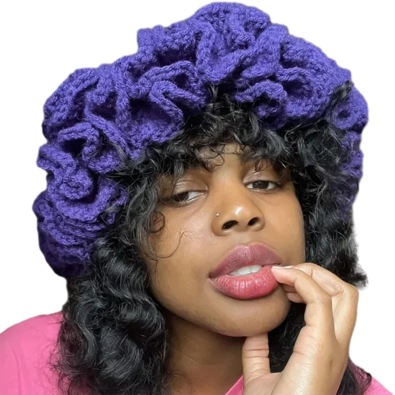 Ruffled Handmade Knit Bucket Hat