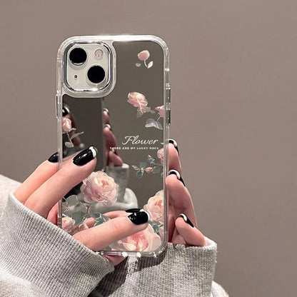 Rose Flower Make Up Mirror Cover Phone Case