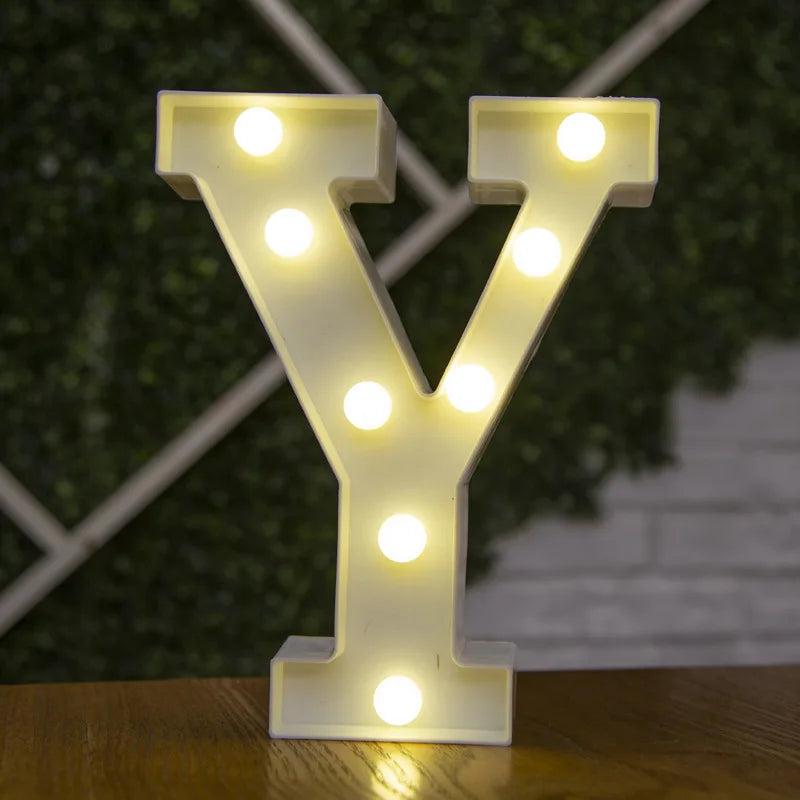 Decorative Letters Alphabet Letter LED Lights Luminous Number Lamp Night Light Wedding Proposal Party Baby Bedroom Decoration