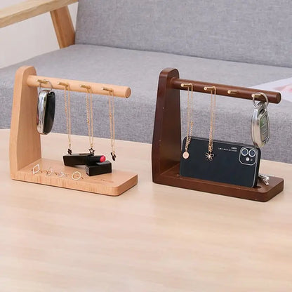 Tabletop Key Holder Rack Entryway Wood Key Stand Key Storage Organizer for Doorway Necklace and Jewelry Organizer for Bedroom