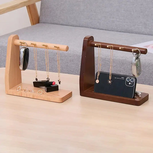 Tabletop Key Holder Rack Entryway Wood Key Stand Key Storage Organizer for Doorway Necklace and Jewelry Organizer for Bedroom