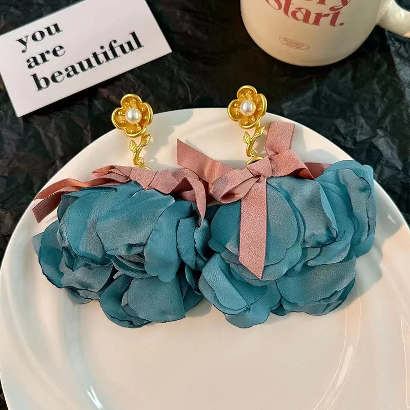 Handmade Cotton Long Tassel  Earrings