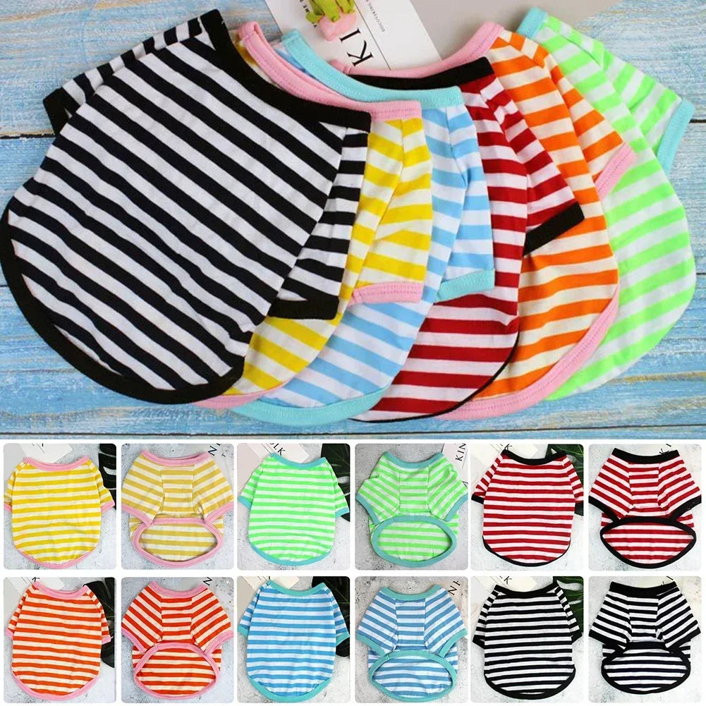 Stripe Spring Dog T-shirt Soft Small Medium Dog Puppy Clothing Shirt Vest Printed Pet Dog Puppy Vest T-shirt Dog Cloth