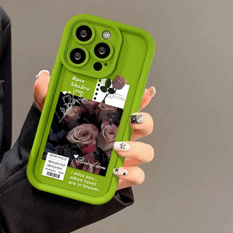 Rose Flower Luxury Silicone Phone Case