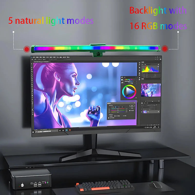 RGB Monitor Light Bar Computer Screen Hanging Lights Atmosphere Table Lamp Reading Night Lights Gaming Monitor Dimming Lights