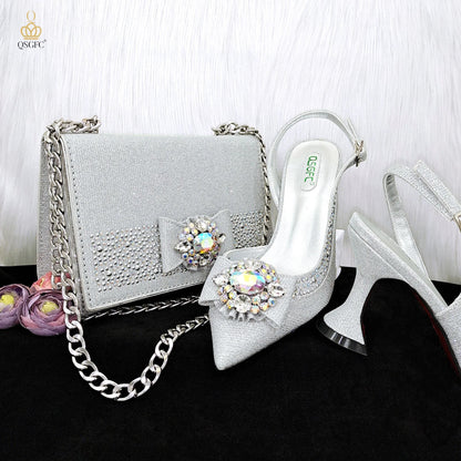 Elegant Set Pointed Toe Shoes And Bag Set