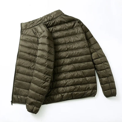 Lightweight Down Cotton Coat Men's Winter Cropped Jacket Stand Collar Hooded Outerwear