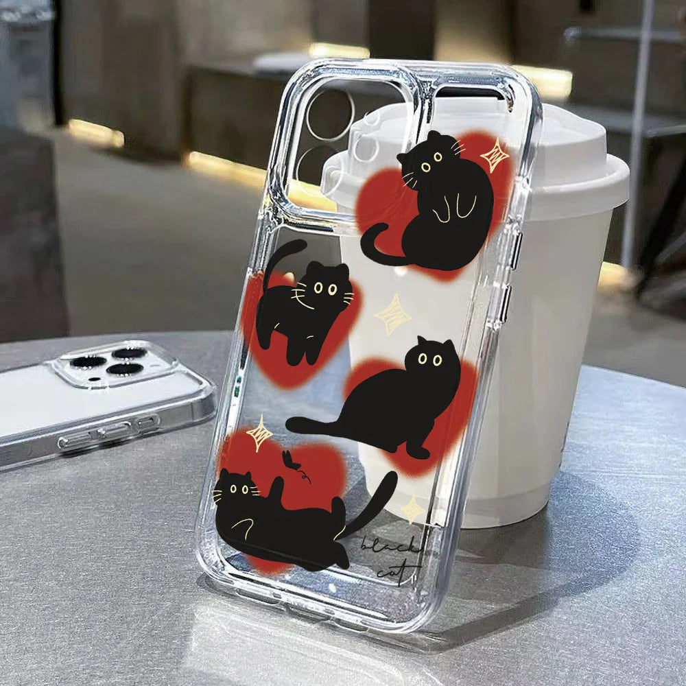 Cute Cat Clear Cartoon Animal Soft Shockproof Cover Phone Case