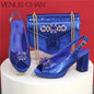 Open Toe Women Heels Shoes And Bag Set