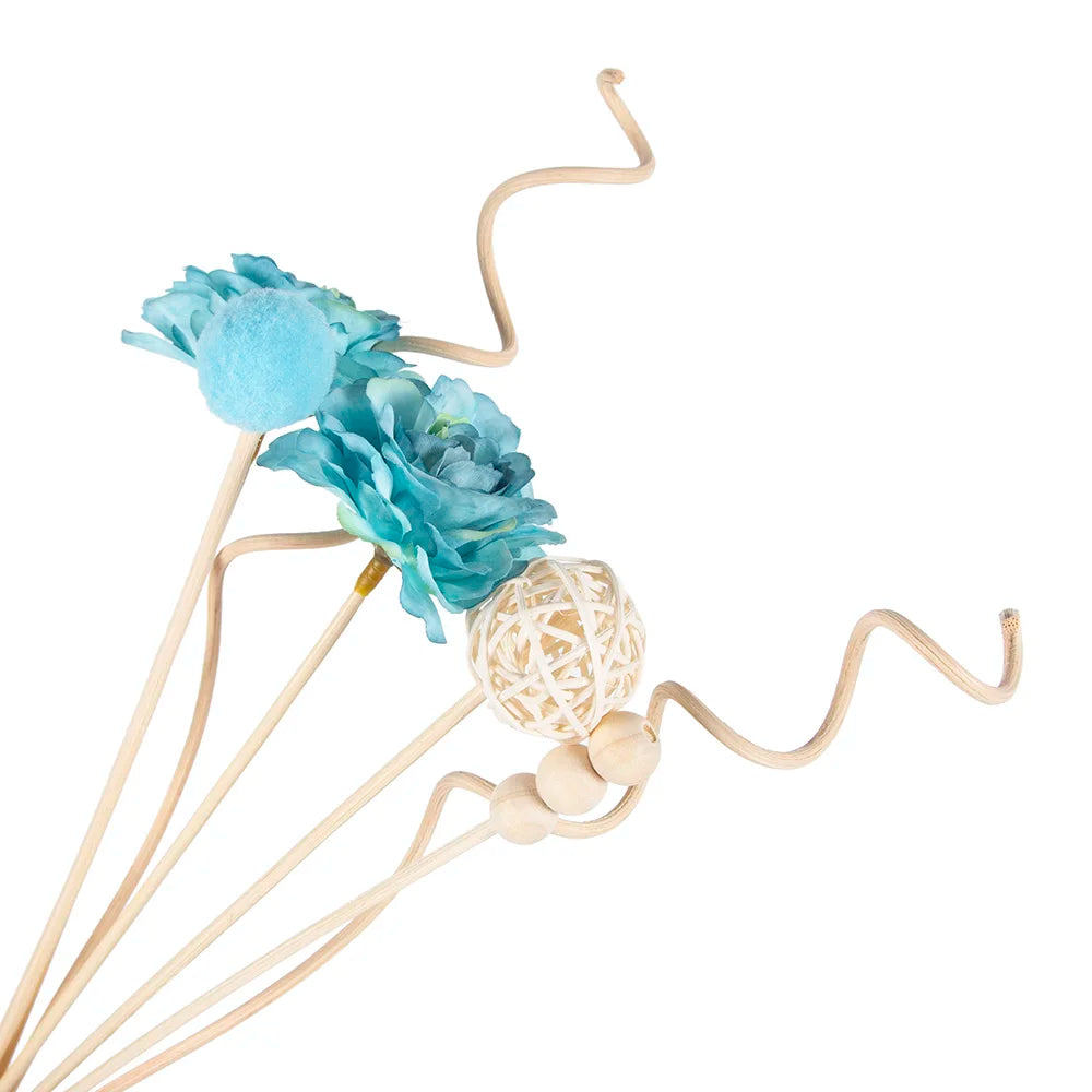 Lychee Life 7Pcs Blue Multi Petal Flower Aromatherapy Rattan Essential Oil Diffuser Home Rose Stick Perfume Reed Air Diffuser