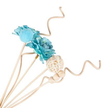 Lychee Life 7Pcs Blue Multi Petal Flower Aromatherapy Rattan Essential Oil Diffuser Home Rose Stick Perfume Reed Air Diffuser