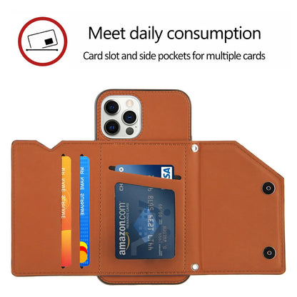 Lanyard Leather Phone Case for iPhone 13 12 11 Pro Max XS MAX XR X 7 8 Plus with Card Slot and Wallet Cover
