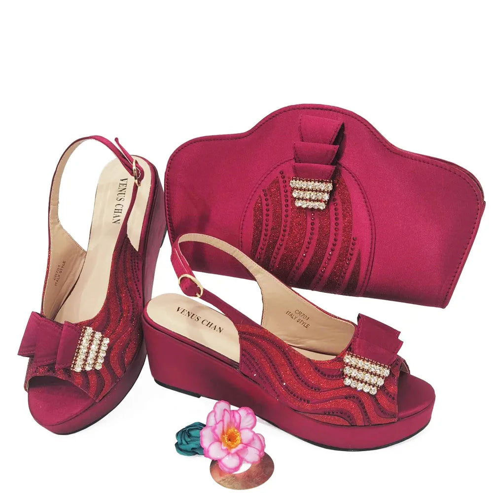 Ladies Shoes With Matching Bag Set for Party