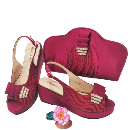 Ladies Shoes With Matching Bag Set for Party