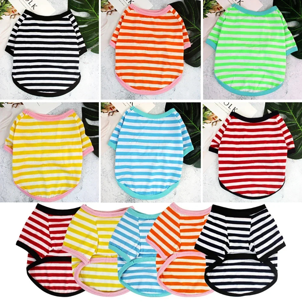 Stripe Spring Dog T-shirt Soft Small Medium Dog Puppy Clothing Shirt Vest Printed Pet Dog Puppy Vest T-shirt Dog Cloth