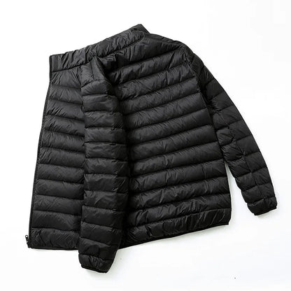 Lightweight Down Cotton Coat Men's Winter Cropped Jacket Stand Collar Hooded Outerwear