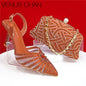 Women's Green Heels and Rhinestone Handbag Set