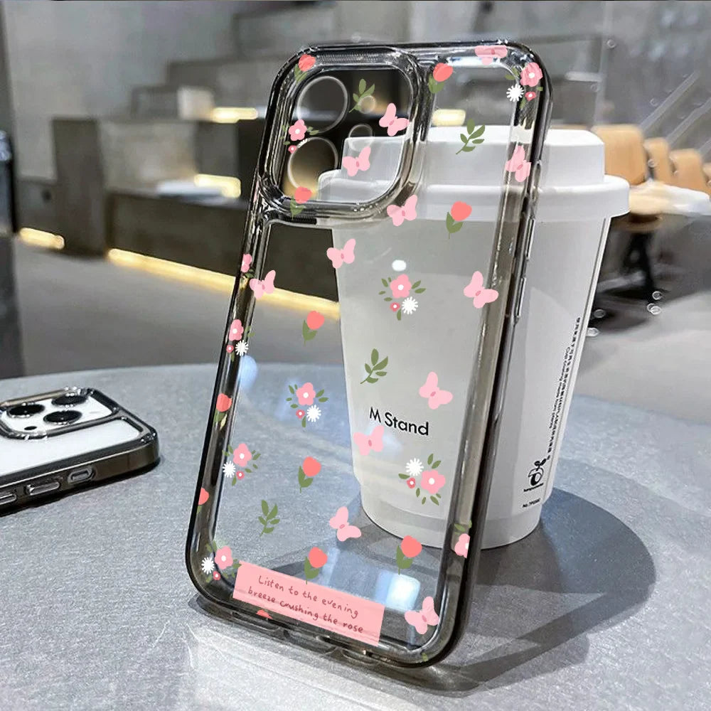 Flower Clear Shockproof Cover Soft Funda Phone Case