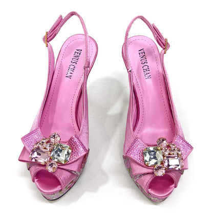 Newest Pumps Women High Heels Shoes and Bags Set