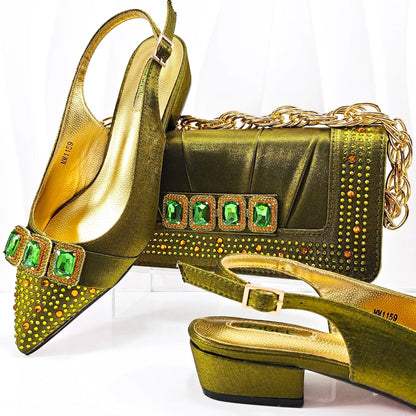 Lastest Italian Style Ladies Shoes with Matching Bag Set HMP1-9