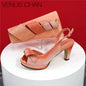 Italian Design Diamond-Encrusted Bag And High-Heeled Shoes Set