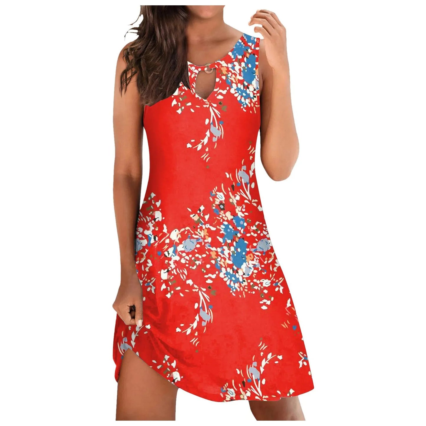 Women Plus Size Summer Beach Dress - Fashion Stripe Sleeveless Backless