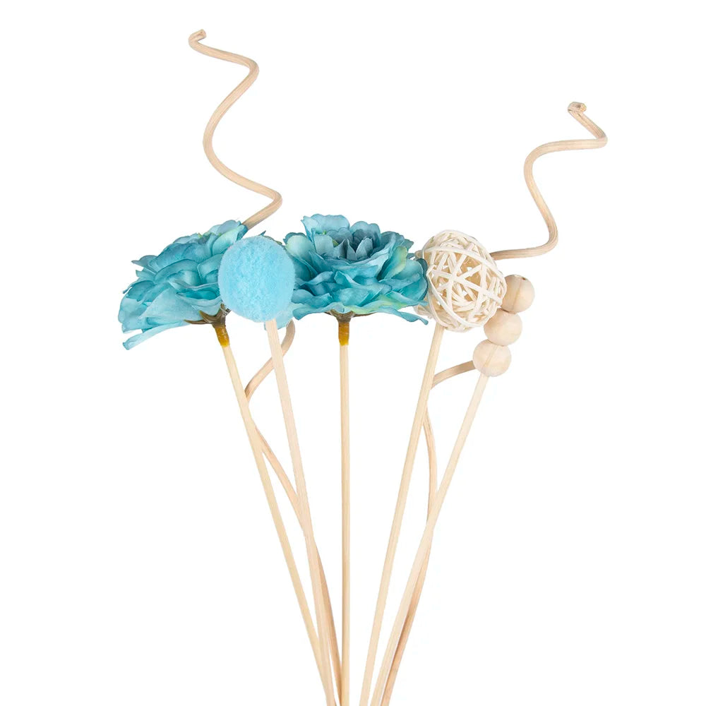 Lychee Life 7Pcs Blue Multi Petal Flower Aromatherapy Rattan Essential Oil Diffuser Home Rose Stick Perfume Reed Air Diffuser