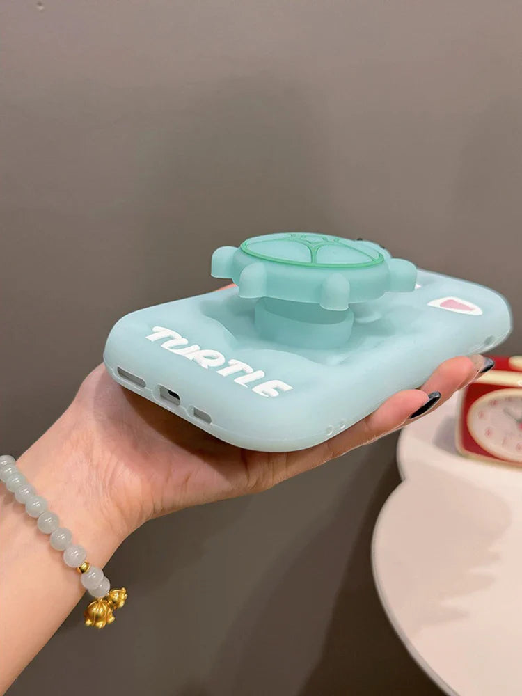 Cartoon Cute Luminous Turtle Kickstand Soft Silicone Phone Case