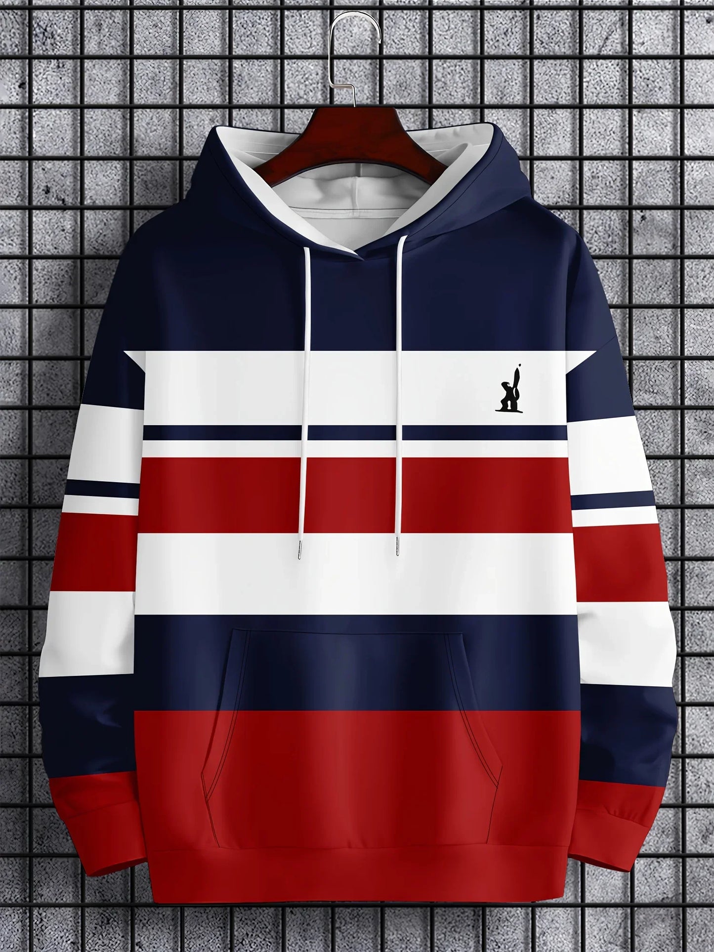 Men's 3D Printed Hooded Sweatshirt with Color Block and Striped Printing Simple and Casual Sportswear Modern Street Style