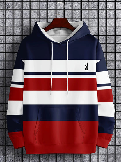 Men's 3D Printed Hooded Sweatshirt with Color Block and Striped Printing Simple and Casual Sportswear Modern Street Style