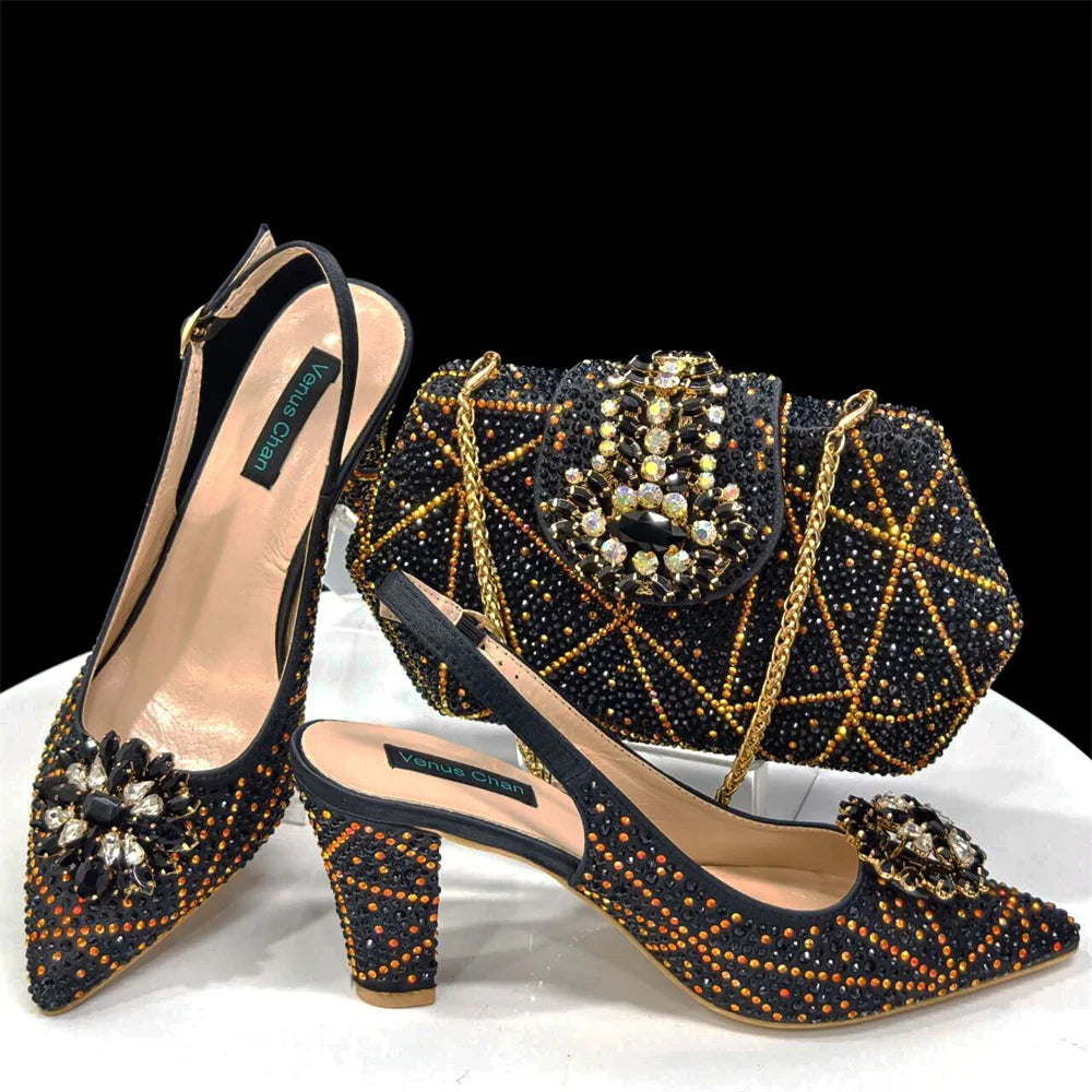 Lastest Italian Style Ladies Shoes with Matching Bag Set HDF1-38