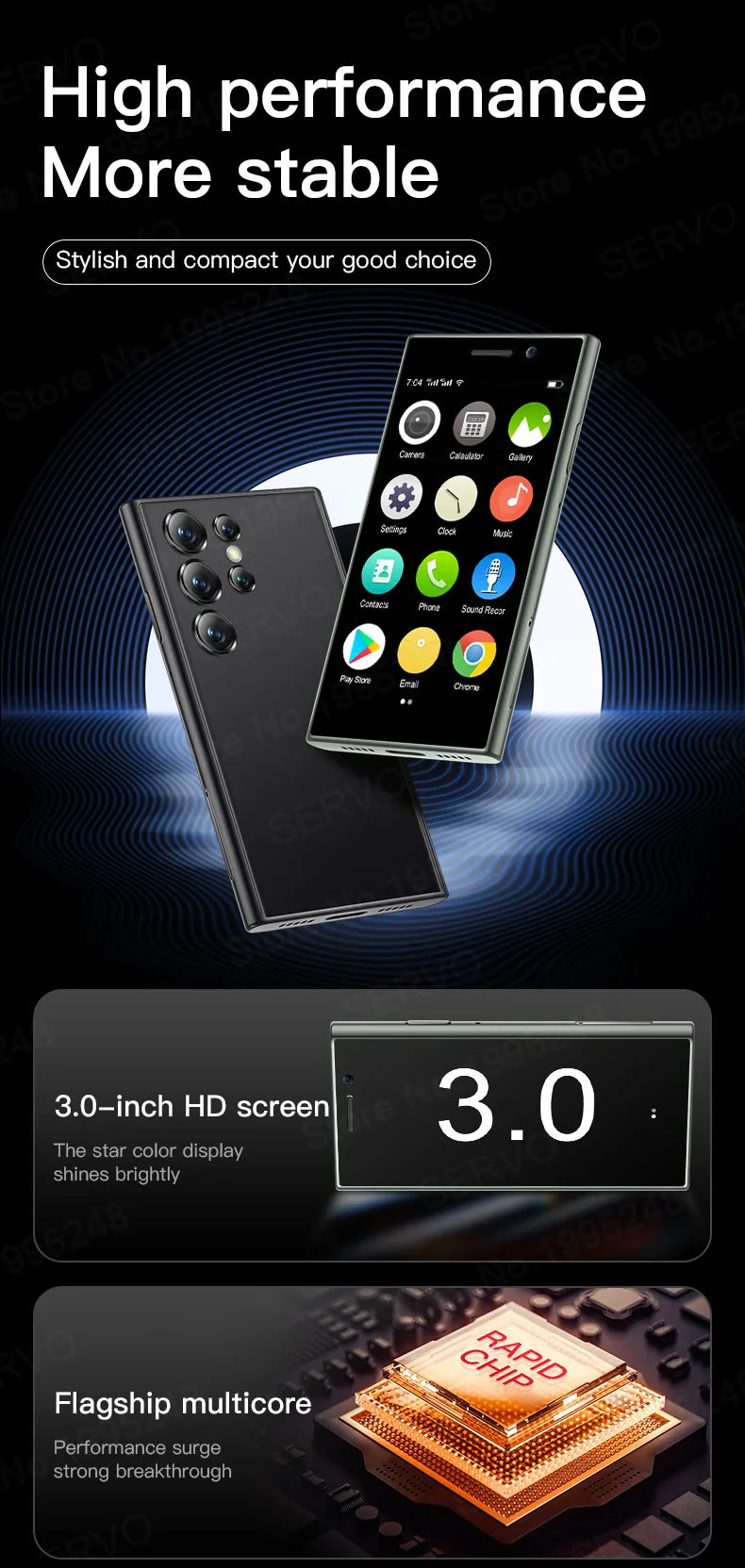 SERVO S24 Mini Pocket Smartphone 2GB 16GB 4G Netcom Android Native System MT6737 WIFI Hotspot Small Palm Smart Phones New Update