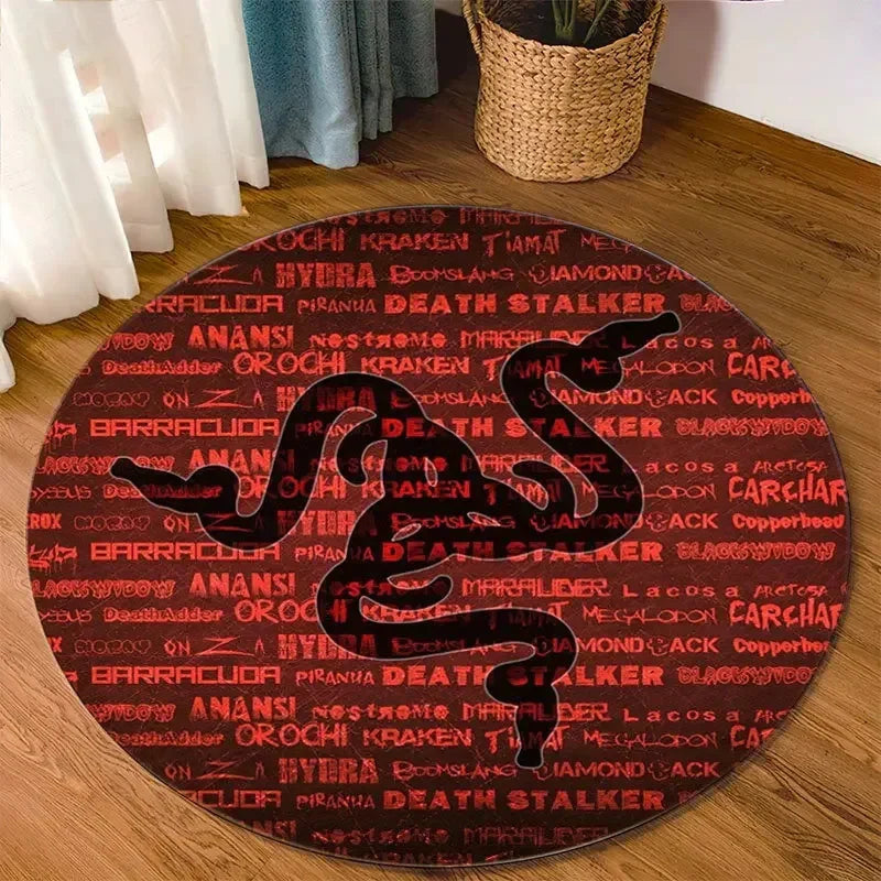 Razer Round Rugs Carpet Game Rome Gamer Gift Door Floor Mat Playroom Upholstery Living Room Bedroom Fashion Gaming Rug Decor