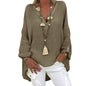 Plus Size Women's Top Summer V Neck Solid Casual Short Sleeve Blouse