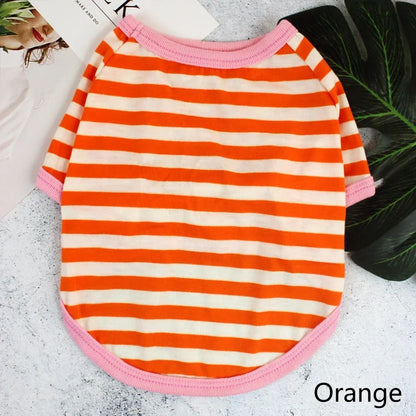 Stripe Spring Dog T-shirt Soft Small Medium Dog Puppy Clothing Shirt Vest Printed Pet Dog Puppy Vest T-shirt Dog Cloth