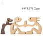 Cute Wood Dog Human Statue Craft Figurine Desktop Table Ornament Carving Model Home Room Decoration Pet Sculpture Christmas Gift