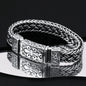 Powerful S925 pure silver vintage pattern woven bracelet, suitable for both men and women, fashionable jewelry gift for everyone