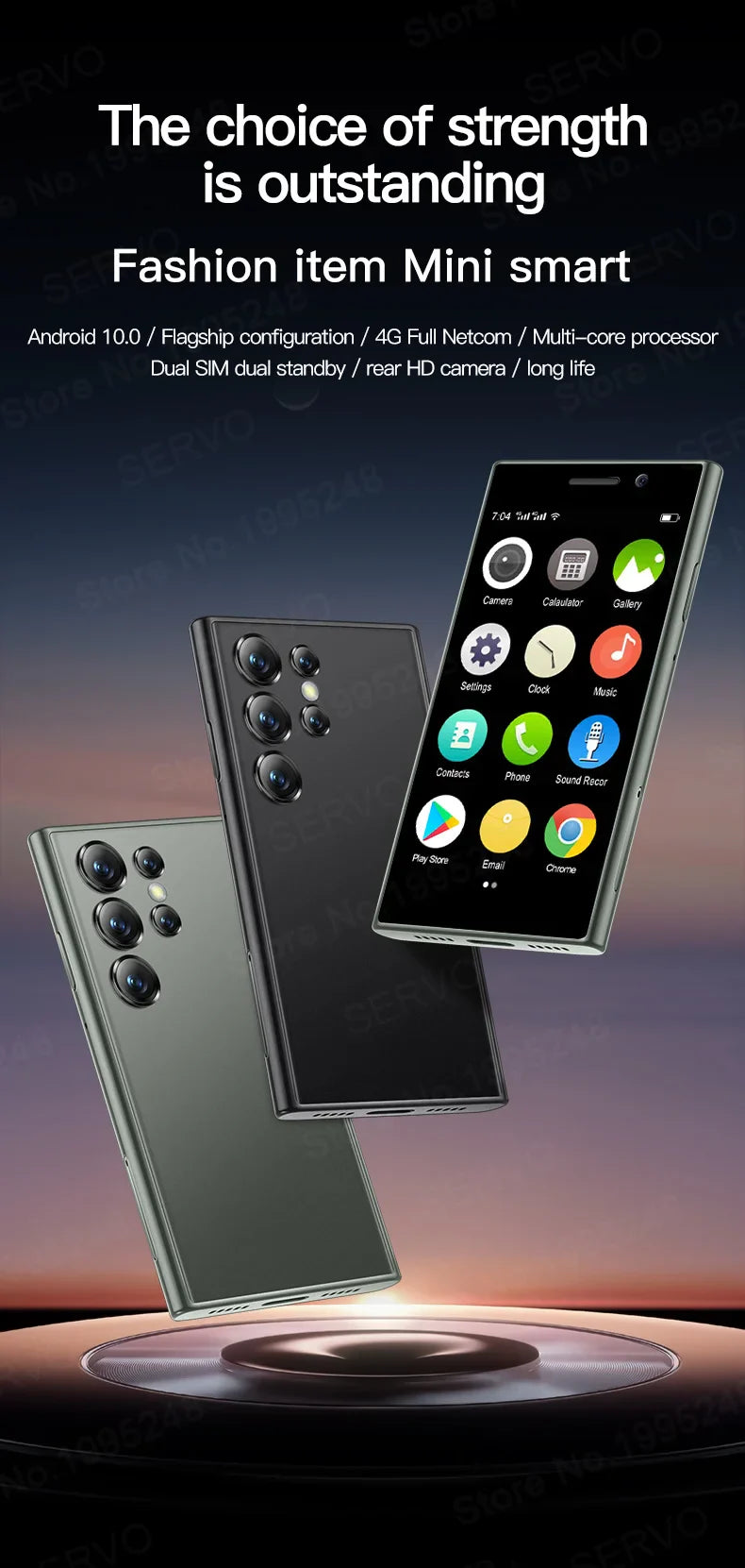 SERVO S24 Mini Pocket Smartphone 2GB 16GB 4G Netcom Android Native System MT6737 WIFI Hotspot Small Palm Smart Phones New Update