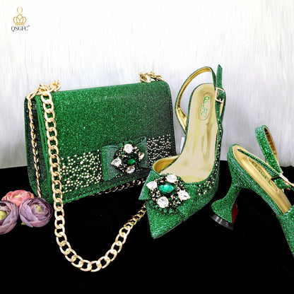 Elegant Set Pointed Toe Shoes And Bag Set