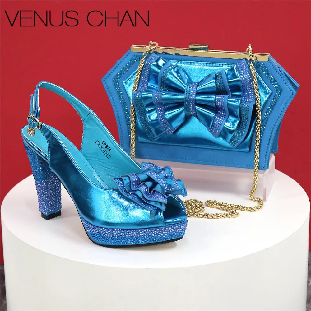 New Designer Specials Italian Women Heels Shoes and Bag Set