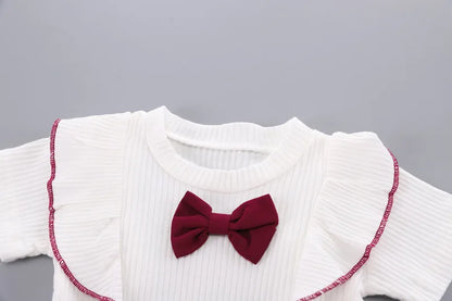 Baby Girls Clothes Summer Outfit Set Bow Top And Shorts 2-Piece Children's Clothing Ensemble for Girls