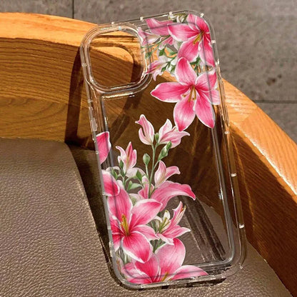 Cherry Flower Print Clear Phone Case