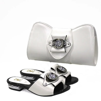 Latest Italian Design Casual Ladies Slippers and bag set