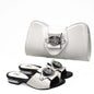 Latest Italian Design Casual Ladies Slippers and bag set