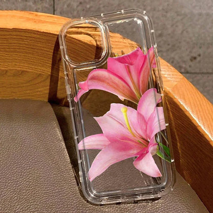 Cherry Flower Print Clear Phone Case